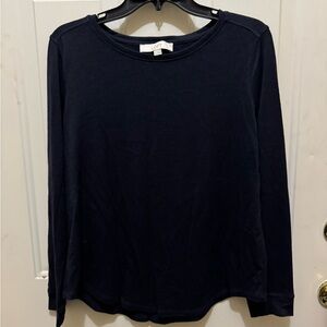 LOFT Women's Navy Long Sleeve Top